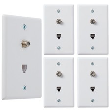 5-Pack of Combination RJ11 Telephone Jack & F-Type Coaxial Cable Wall picture