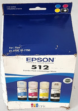 Epson 512 PBK C M Y Ink Bottle 4 Pack T512520 Genuine New Sealed Box EXP 2022 picture