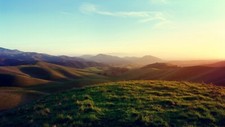 Landscape grass green mountains nature sunset bokeh Custom Gaming Mat Desk picture
