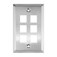 Construct Pro 6-Port Keystone Stainless Steel Wall Plate (Silver) picture