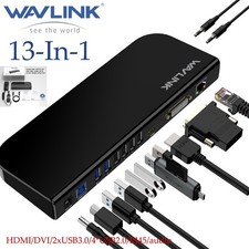 Wavlink USB-C Dock Laptop Docking Station Dual Video HDMI and DVI/VGA/RJ45 USB A picture