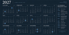 2027 Calendar Desk Mat Mouse Pad | 2 Sizes | US Federal Holidays Planner. picture