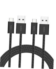Belkin USB A to USB C 15W Braided Cable 2 Pack, 6.6ft Black 6.6 ft - 2 pack picture