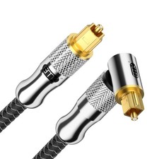 EMK 24K Gold-Plated Right Angle Optical Cable 90° Toslink to Toslink 3M 10Ft picture