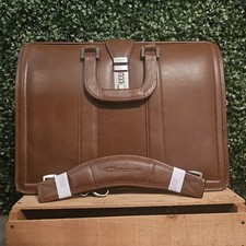 MCKLEIN Genuine Leather Brown Briefcase Expandable Attache Case Litigator Legal picture