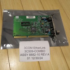 1992 3Com ETHERLINK III 3C509-COMBO ISA ETHERNET RJ45 COAX DA15 8882-10 REV A picture