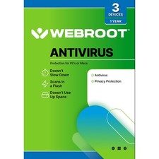Webroot Antivirus Protection (3 Devices) (1 Year Subscription) [Digital] picture