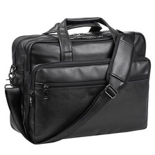 Leather Laptop Bag, Men's 15.6 Inches Messenger Briefcase Business Satchel Co... picture