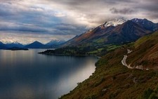 Landscape nature lake mountains overcast new zealand Custom Gaming Mat Desk picture