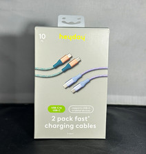 heyday 2-Pack USB-C to USB-C Fast Charging Cables 10 ft Blue/Purple picture