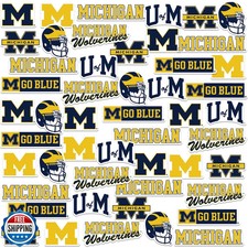 University of Michigan 50CT Vinyl Large Deluxe Stickers Variety P picture