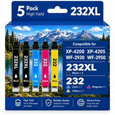 5 PACK 232XL Ink Replacement for Epson WF-2930  WF-2950  XP-4200 Printers picture