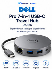 Dell Pro DA326 7-in-1 USB-C Travel Hub HDMI DP 2.5GbE 100W 6K P4DW1 NEW picture
