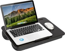 LAPGEAR 17.3-inch Laptop Lap Desk with Pillow, Wrist Rest Storage - Espresso picture