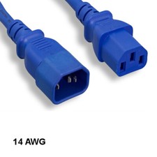 10PCS Blue 2' Heavy Duty Power Extension Cord IEC60320 C13 to C14 14AWG 15A/250V picture