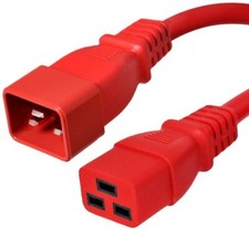 20 PACK LOT 1ft IEC C20 - C19 Red Power Cord 12AWG 20A/2500W 100-250V 0.3M picture