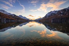 Landscape water reflection mountains snow forest Custom Gaming Mat Desk picture