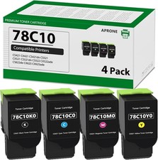 Aprone 78C10 Comp. w/ Lexmark Toner Set 4 Pack CS421 CS521 CX622 CX421 #2908C picture