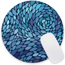 Ombre Blue Mouse Pad: Abstract Leaf Desk Mat for Aesthetic Office & Decoration picture