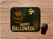 SCARY HAPPY HALLOWEEN CUSTOM RUBBER DESK MOUSE PAD MAT PUMPKIN HAUNTED HOUSE picture
