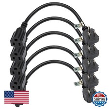 CableCreation 5-Pack 1 Foot 16 AWG Angle Power Cord Extension picture