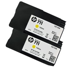 2PK Genuine HP 711 29ml Yellow Designerjet T100 24-in T525 24-in T520 24-inT520 picture