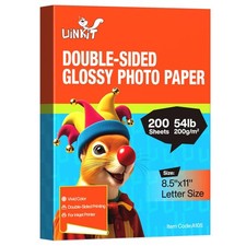 Uinkit 200 Sheets Double Sided Photo Paper Glossy 8.5x11 54lbs Inkjet for Dye In picture