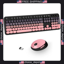 Wireless Keyboard and Mouse Combo with Pink Keycaps for Windows picture