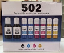NEW~Inkrobat-502 Compatible Refill Ink Bottles 8 Pack for Epson Ecotank Printers picture
