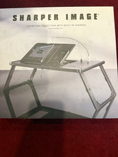Sharper Image Black Lap Desk Foldable Adjustable Built-In Charger USB 204819 picture