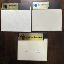 Lot of 3 Atari 8-Bit 5.25″ Floppy Disks – Datamost & Letter Perfect – Boot Error picture