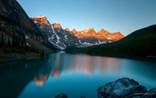 Landscape lake sunset mountains moraine banff national Custom Gaming Mat Desk picture