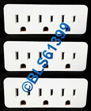 Set of (3) Grounded Electrical Outlet 3-Way Power Splitters Wall Plug Adapters picture