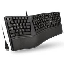 X9 PERFORMANCE WIRED ERGONOMIC KEYBOARD CUSHIONED WRIST REST - BLACK picture