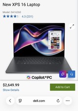 New 2026 Dell XPS 16 DA16260 16