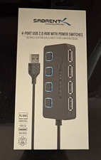 Sabrent 4-Port USB 2.0 Hub Power Switches Portable Black HB-UMLS picture