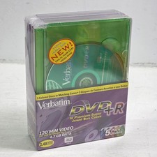 Verbatim DVR+R Recordable 4.7GB 2.4X-Speed Super Color Jewel Cases 5pk Brand New picture