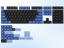 Low Profile Keycaps Double Shot PBT Gaming Set Dark Blue Black Light Blue picture