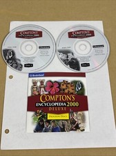 Rare Vintage BroderBund Comptons Encyclopedia 2000 Deluxe Program Discs Software picture