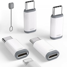 4 Pack Lightning to USB C Adapter for iPhone 17, Charging & 4 Pack, White picture