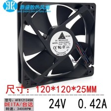 Delta AFB1224SH 12025 DC24V 0.42A 12CM 3-Wire Mute Inverter Cooling Fan picture