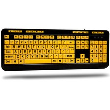 Adesso AKB-132UY Luminous 4 X Large Print USB Keyboard, Black Yellow picture