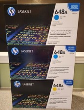 Set of 3 - New Genuine HP 648A Cyan, & Yellow Cartridges - LaserJet picture