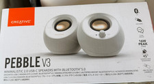 NEW-Creative Pebble V3 Minimalist 2.0 USB-C Speakers W/Bluetooth -White picture