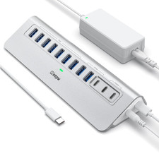 Powered USB Hub 10Gbps,YH9AC 12 Port USB C Hub with 10Gbps USB C 3.2+2 USB A 3.2 picture