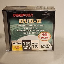 Comp USA CD-R 10 Pack With Jewel Cases 4.7 GB  NEW SEALED 120 Minute Video  picture