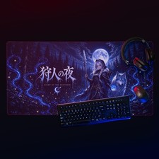 Anime Night of the Huntress XL Gaming Mouse Pad 36x18 Gothic Halloween Desk Mat picture