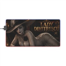 Lady Dimitrescu Gaming Desk Pad RGB LED Mouse Mat Keyboard Mat PC Gamer Gift picture