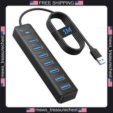 7 Port USB Hub with 3.3FT Cable, USB 3.0 Splitter for PC and Devices picture