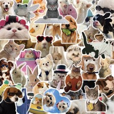 50PCS Transparent Cute Animal Stickers, Funny Cat and Dog Stickers for Brown  picture